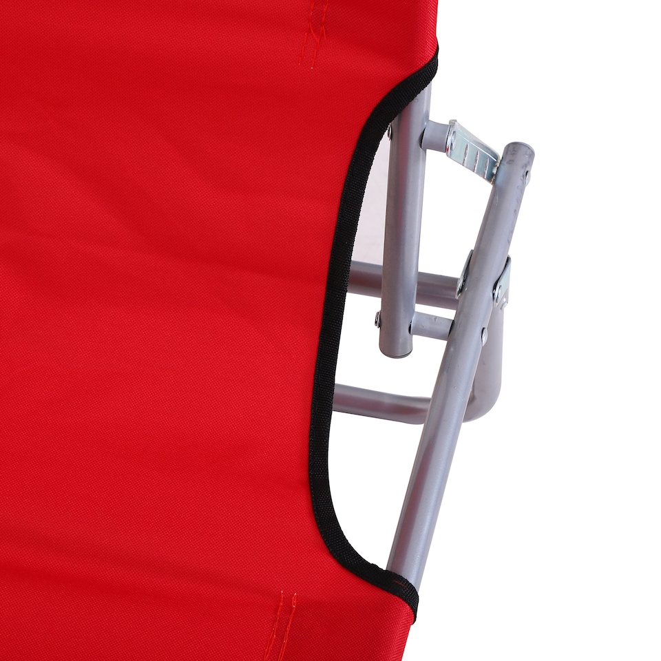 image 1 of Outsunny Folding Chair Sun Lounger w/ Sunshade Garden Recliner Hammock Red