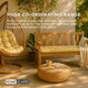 image 9 of Homescapes Garden Bench Cushion Luxury 3 Seater 100% Cotton Indoor Outdoor Seat Pad Yellow | 143 x 48 cm
