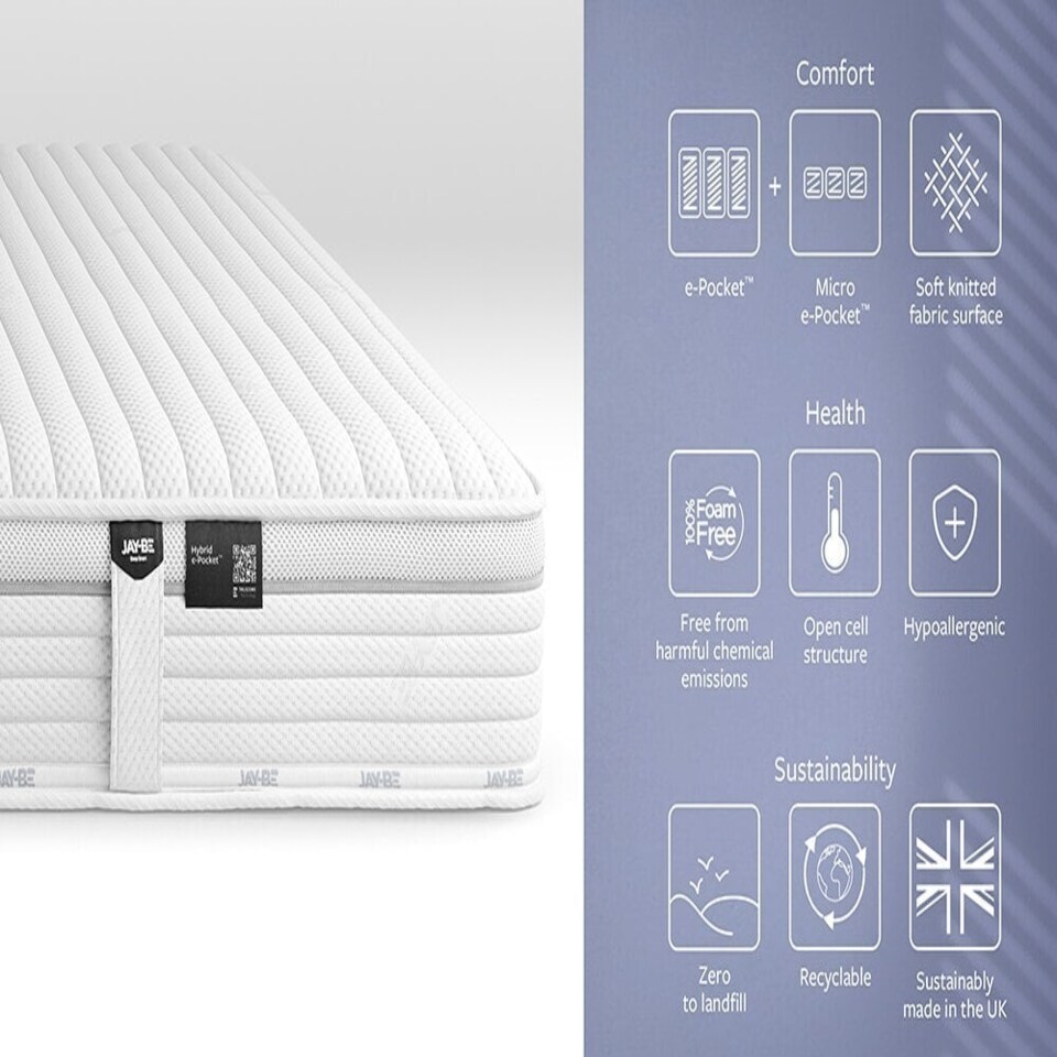image 1 of Jay-Be 2000 Hybrid e-Pocket TRUECORE Eco-Friendly Mattress White | King