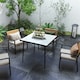 image 2 of Outsunny Outdoor Dining Table for 4 with Marble Tempered Glass Top