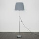 image 2 of ValueLights Modern Polished Chrome Metal Standard Floor Lamp With Grey Shade