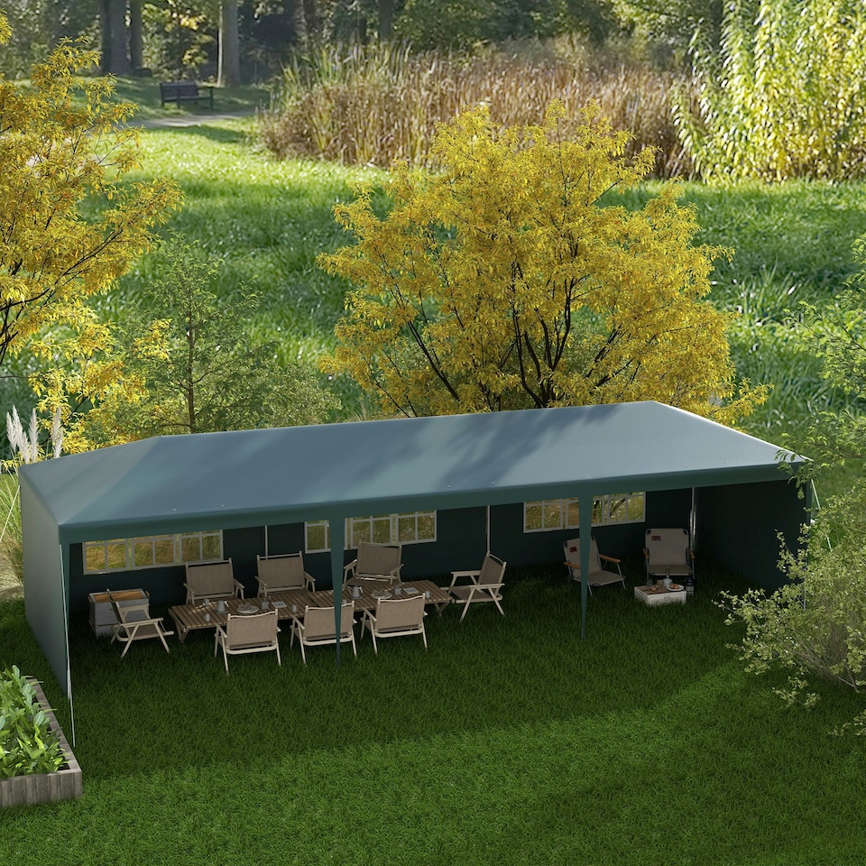 image 1 of Outsunny 9m x 3m Outdoor Garden Gazebo Wedding Party Tent Canopy Marquee Green