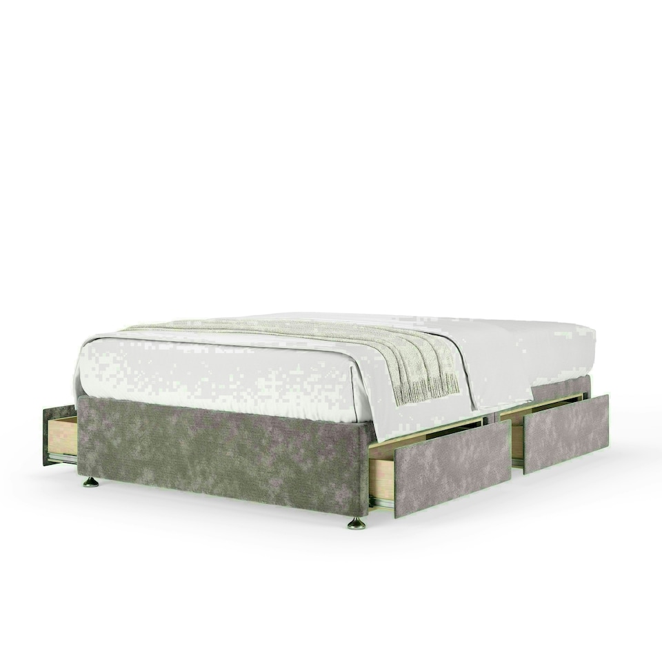 Silver Chenille 4 Drawer Divan Base Double
