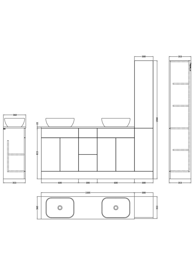 image 1 of Balterley 1800 Fitted Worktop/Basin Combi Unit