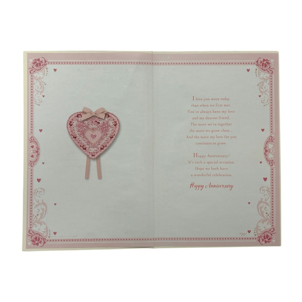 image 1 of With Love On Our Silver Anniversary Pink Heart Design Card