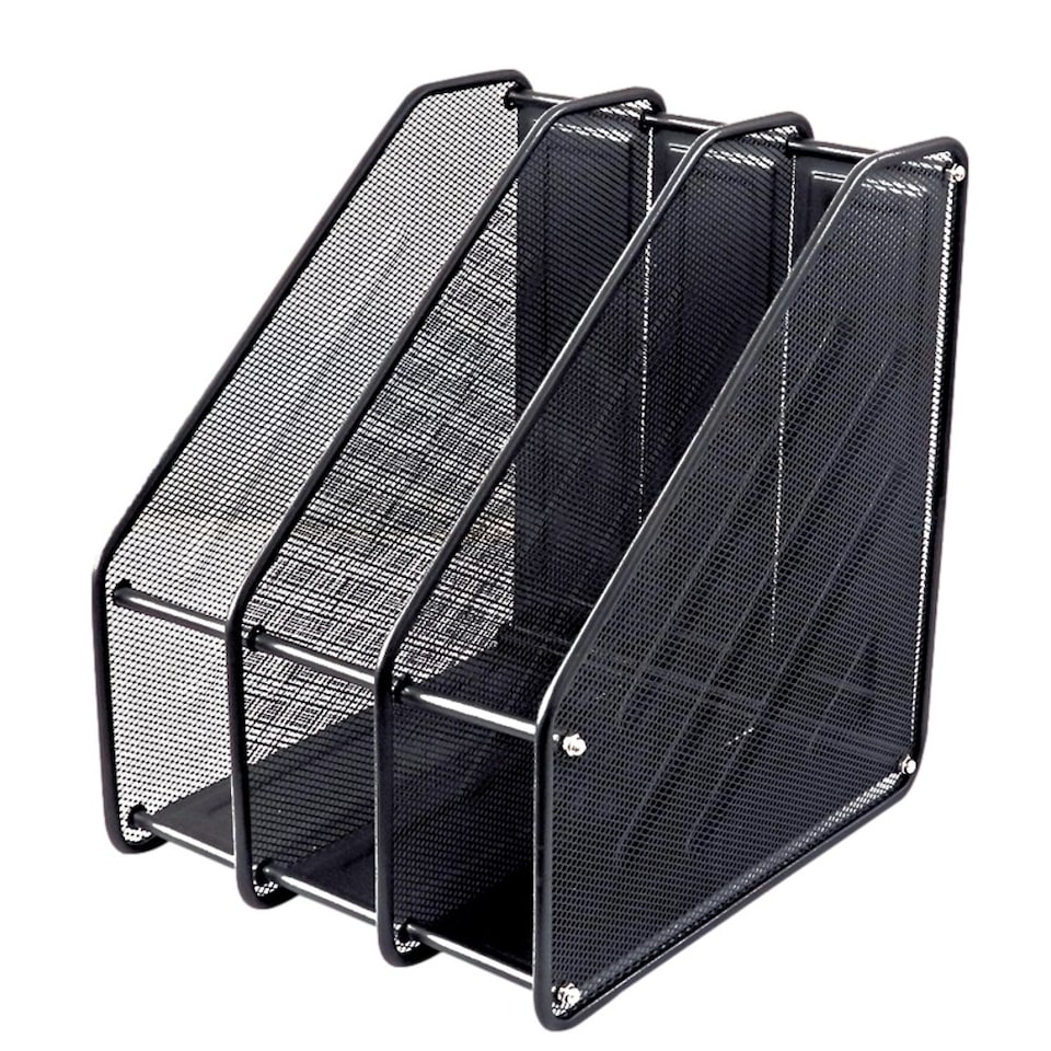image 1 of 3 Compartment Wire Mesh File Holder