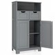 image 1 of COSTWAY Bathroom Cabinet Wooden Storage Cupboard Grey Grey