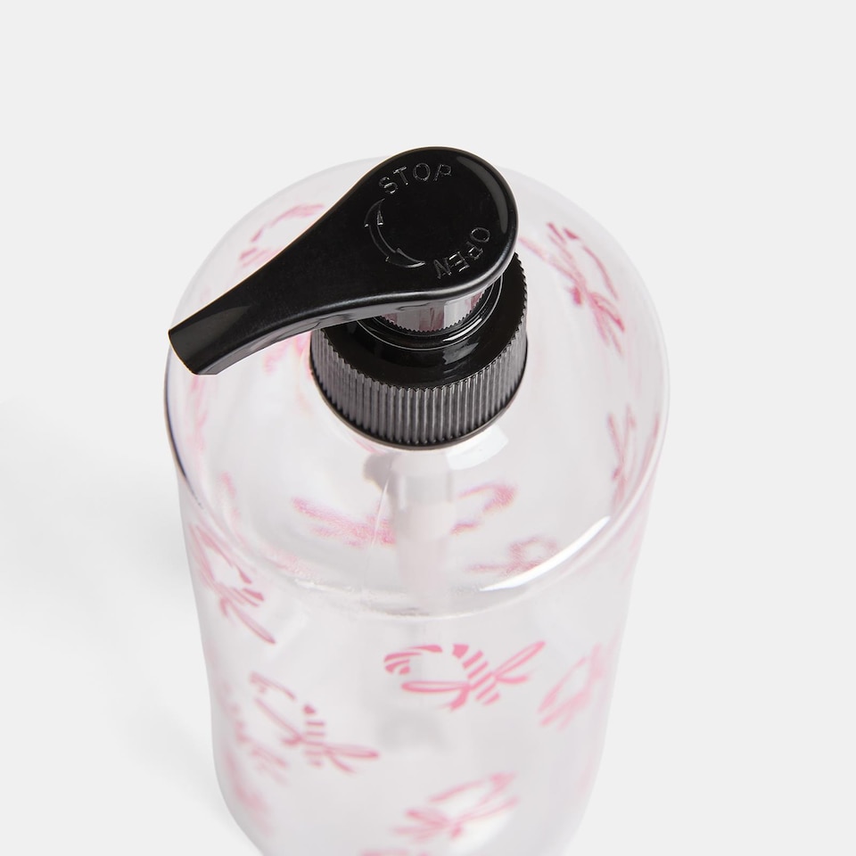image 1 of OHS Candy Cane Print Dispenser Bottles, Clear/Pink - 3 Pack