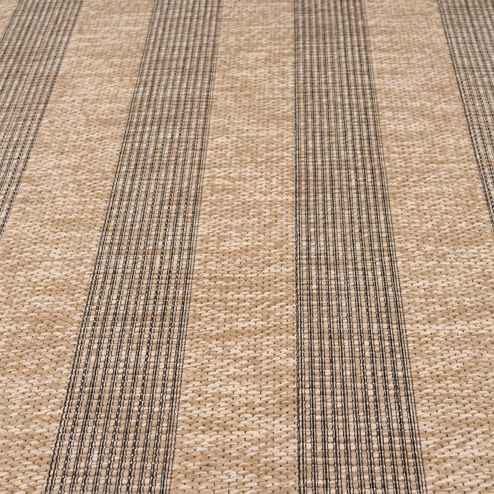 image 1 of KUKOON Leni Washable Striped Jute-Style Runner – Modern Beige Hallway Carpet 80cm x 300cm