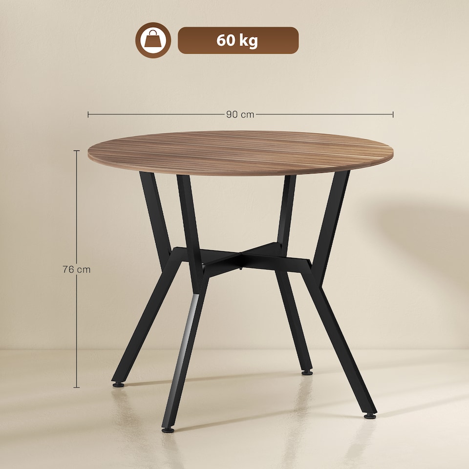 image 1 of HOMCOM Small Kitchen Table with Black Steel Legs, Dining Table, Brown