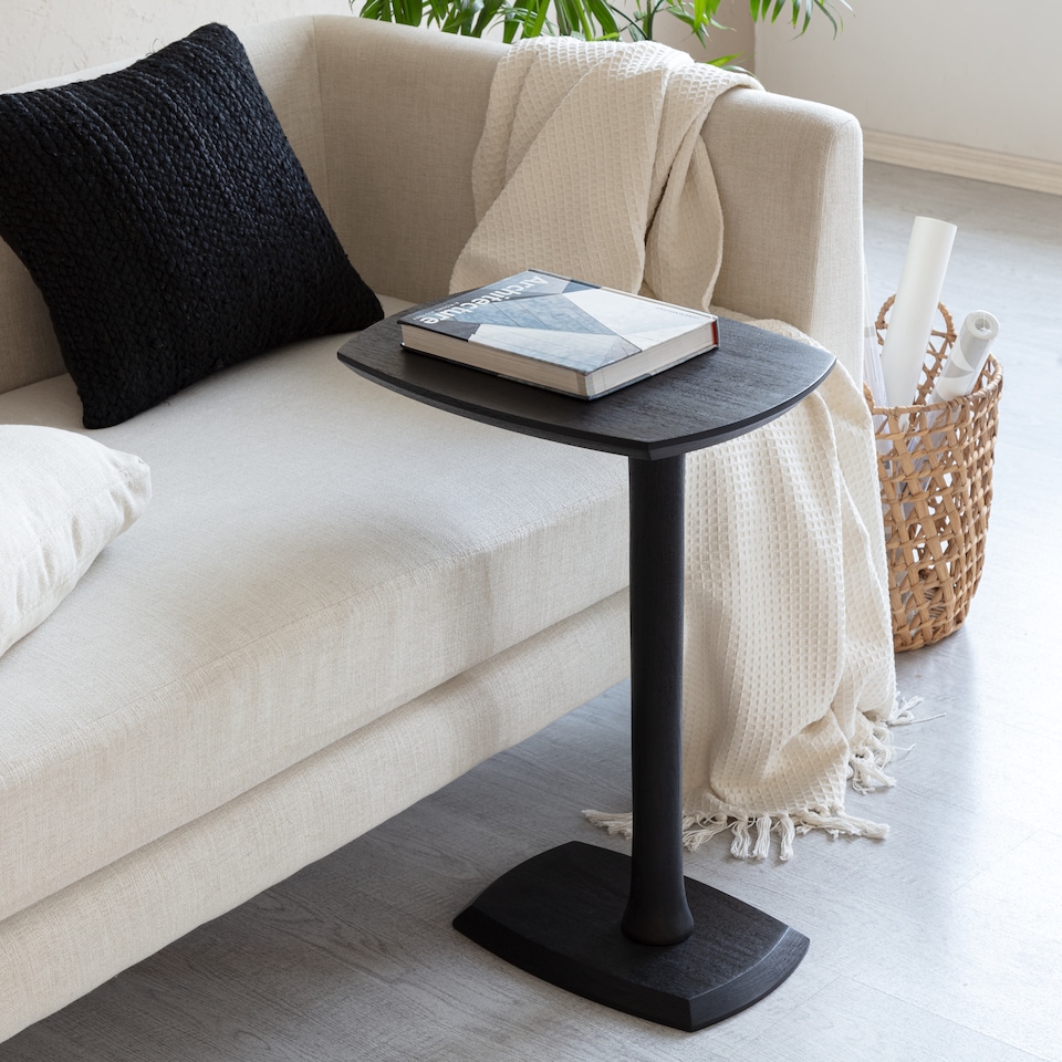 image 1 of Ellis C-Shaped Solid Mango Wood Sofa Side Table