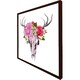 image 3 of Deer animal skull with flowers and feathers (Picutre Frame) Brown | Oak | S