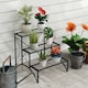 image 8 of Outsunny 3-Tier Metal Plant Stand for Garden Balcony Indoor Outdoor, Black | Black | Black