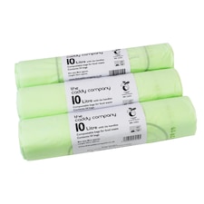 The Caddy Company 10 Litre Tie Handle Compostable Food Waste Bin Bags - 3 Rolls