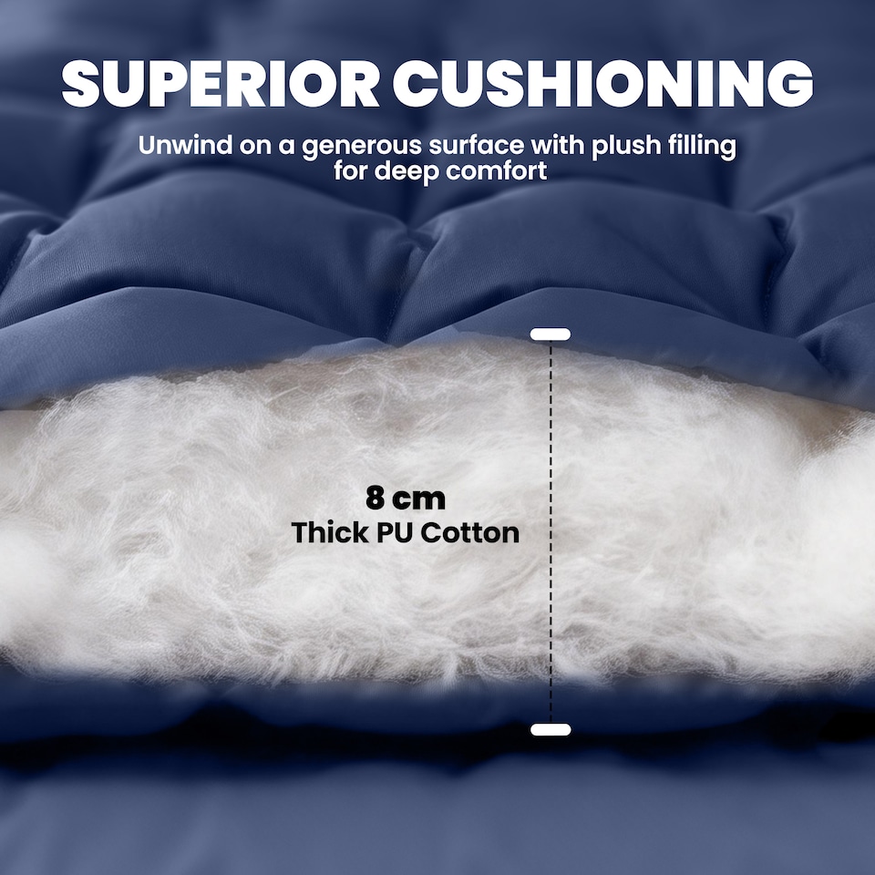 image 1 of Outsunny Sleeping Mat, Foldable Camping Pad with Elastic Straps Dark Blue | Blue | Dark blue | 200 x 80 x 8 cm