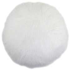 SNUGRUGS Mongolian Sheepskin Cushion - Round - 40cm | White | Round 40cm