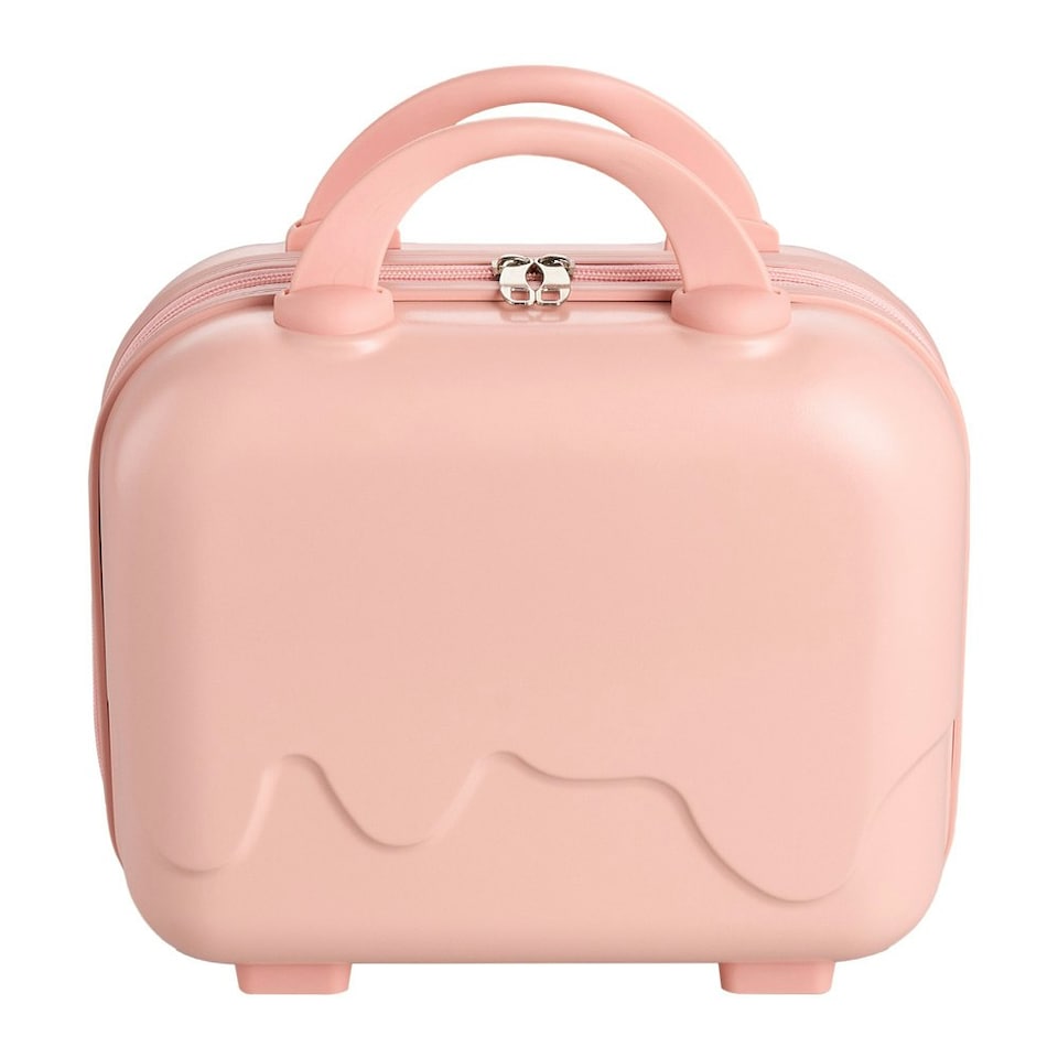 image 1 of Living and Home Portable Lightweight Hard Shell Cosmetic Travel Case, Pink | Pink | Personal Item