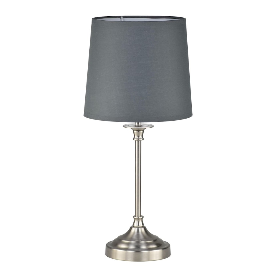 image 1 of Set of 2 Chester - Brushed Nickel Lamps | Chrome | Grey | Large | 2