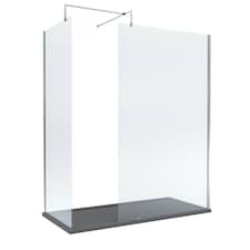 8mm Glass Wetroom Screens Chrome and Slate Grey Tray 1700 x 900mm | Silver | Chrome