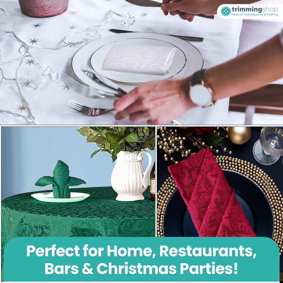 image 1 of 10pcs White Christmas Napkins Cloth Dinner Table Napkins - 20 x 20 Inch
