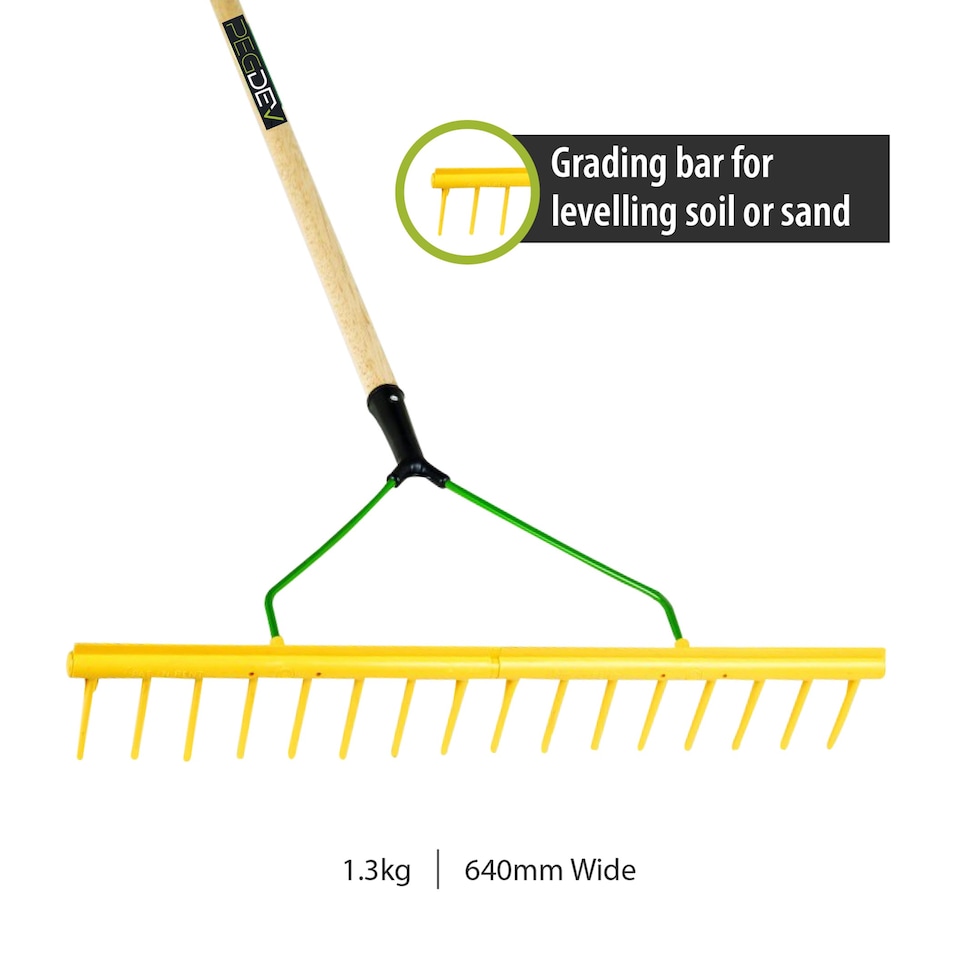 image 1 of Pegdev Landscaping Rake Heavy Duty & Lightweight 16 Tooth