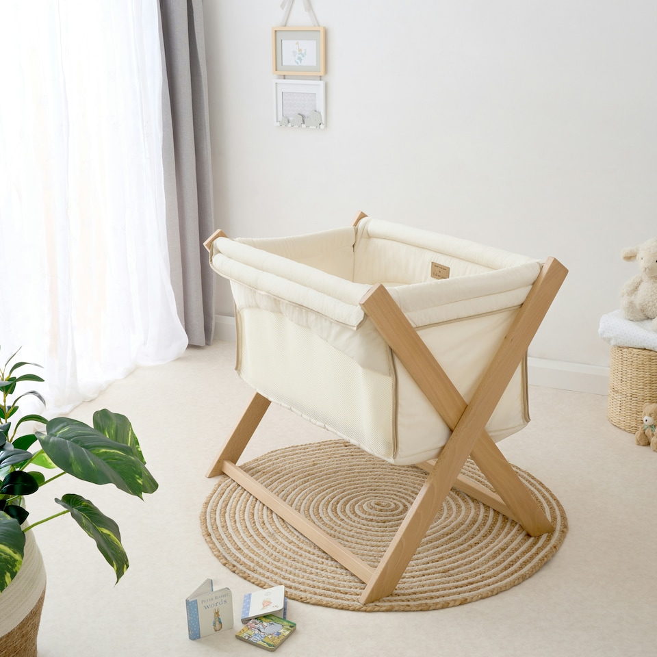 image 1 of Clair de Lune Organic Folding Crib - Cream
