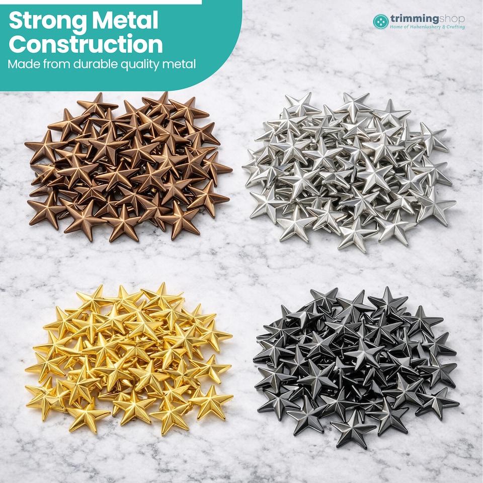 image 1 of 11mm Star Shaped Studs with Back Pin Rivets for DIY Leathercraft- 50pcs