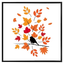 Autumn bird on branch (Picture Frame) Black | XL