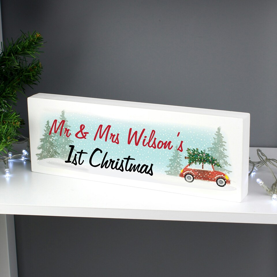 image 1 of Personalised Driving Home For Christmas Wooden Mantel Decoration