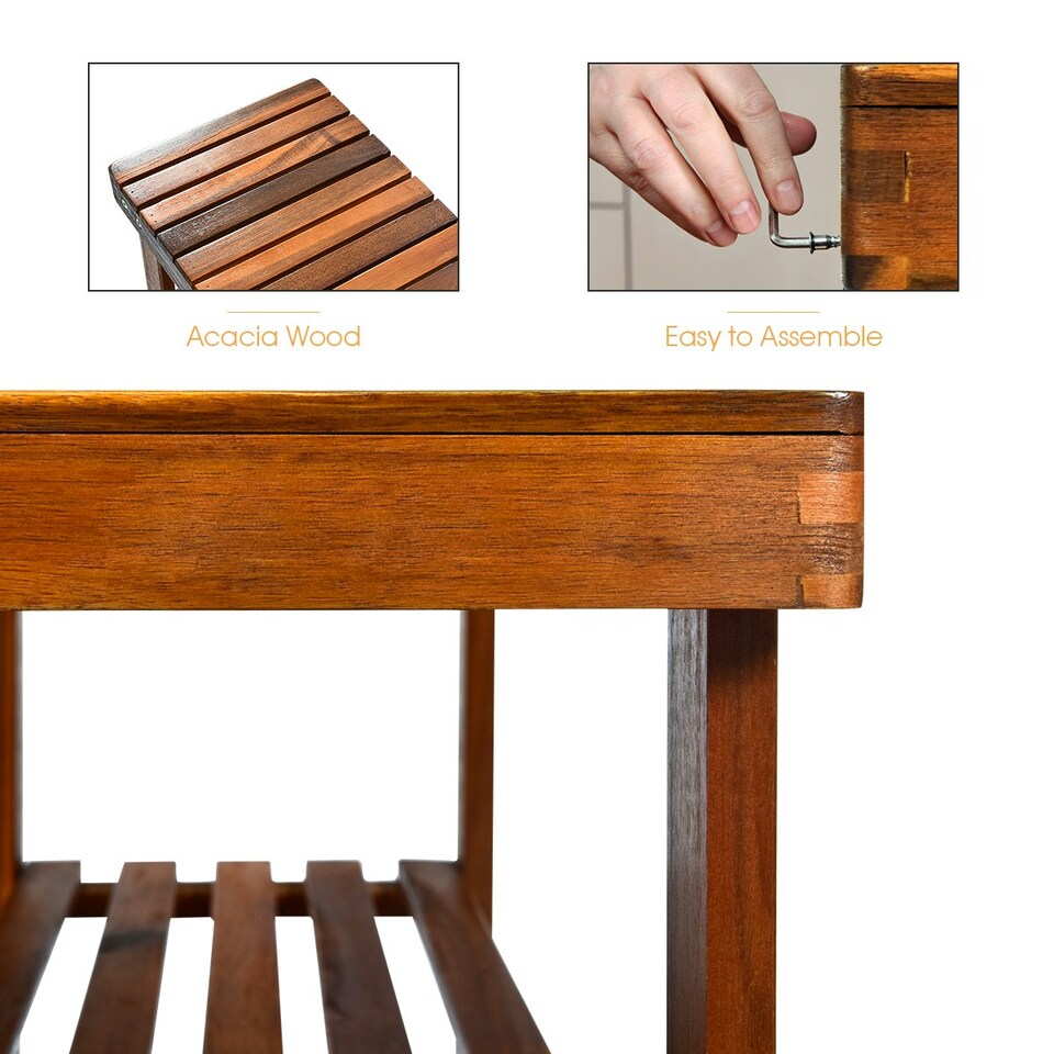 image 1 of COSTWAY Shoe Rack Bench 3-Tier Shoe Organizer 70x28x45cm Brown