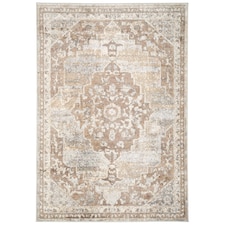 KUKOON Beige Traditional Medallion Bordered Living Area Rug 240cm x 330cm | Cream