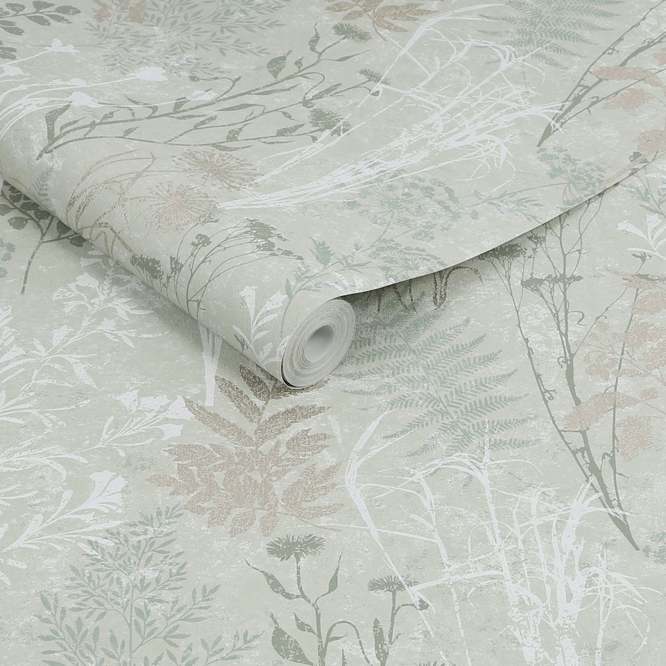 image 1 of Superfresco Easy Organics Sage Wallpaper | Green | Gold | 10m Length x 52cm Width