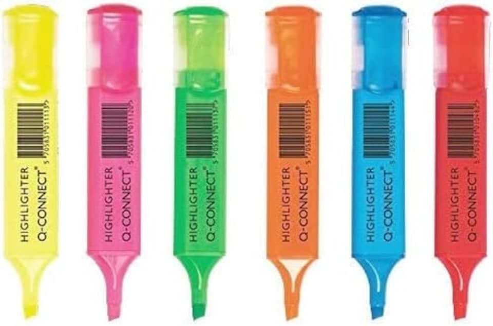 image 1 of Pack of 6 Q-Connect Assorted Highlighter Pens