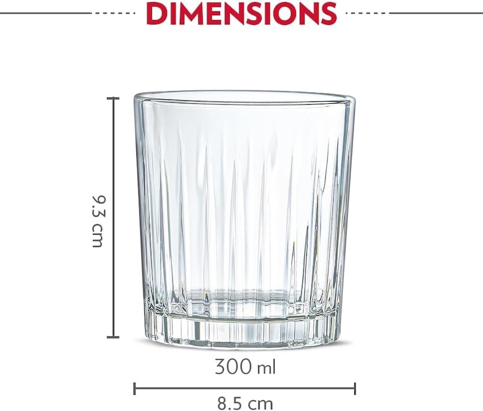 image 1 of Borosil Charm Whiskey Glass Tumbler | 6 pc Set (300 ml Each)