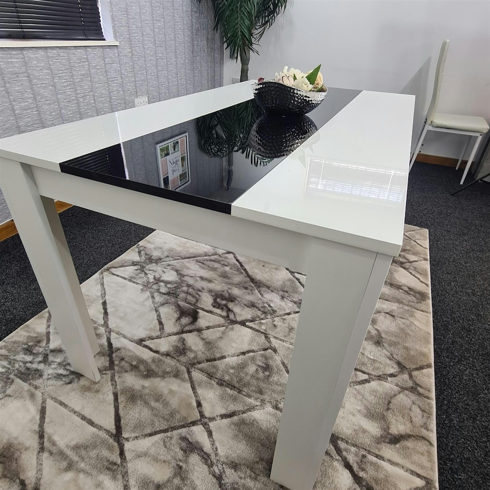 image 1 of Dining Table Wood Kitchen Place for 6 Seats, Dining Table Only (White and Black H 75 x L 140 x W 80 cm) White