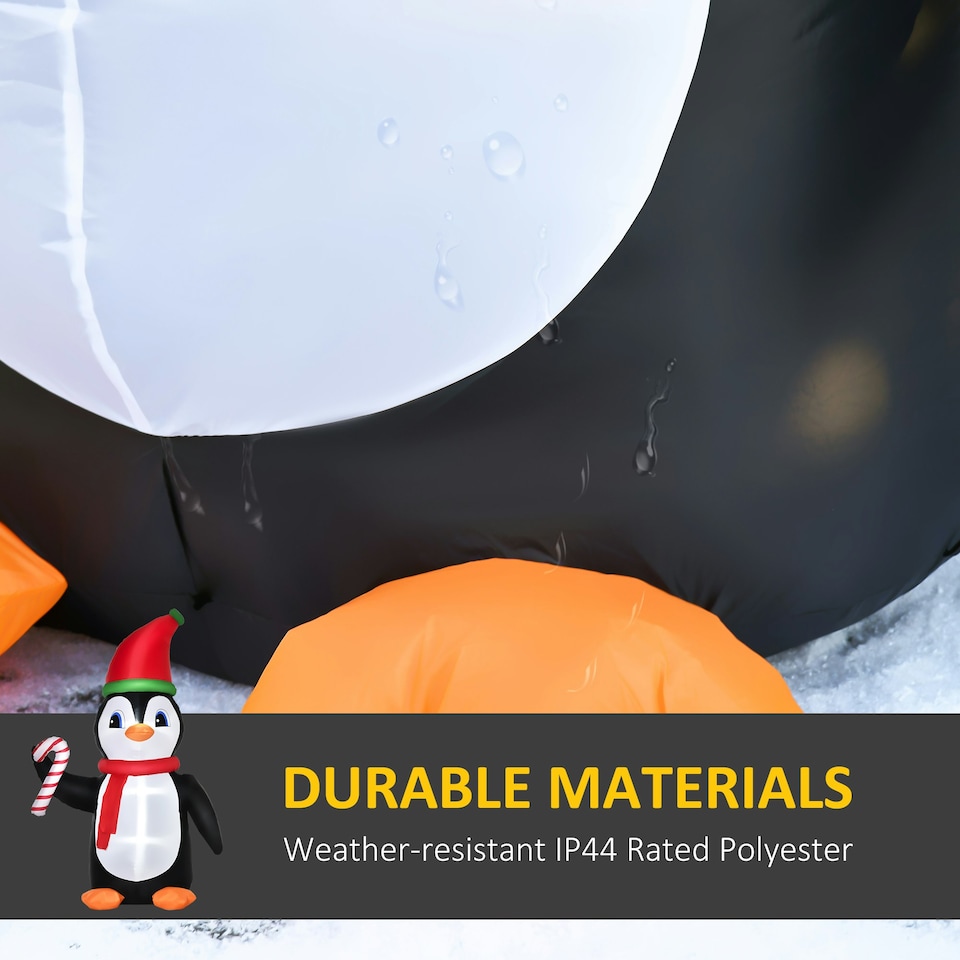 image 1 of HOMCOM 8ft Lighted Inflatable Christmas Penguin w/ Candy Cane for Garden