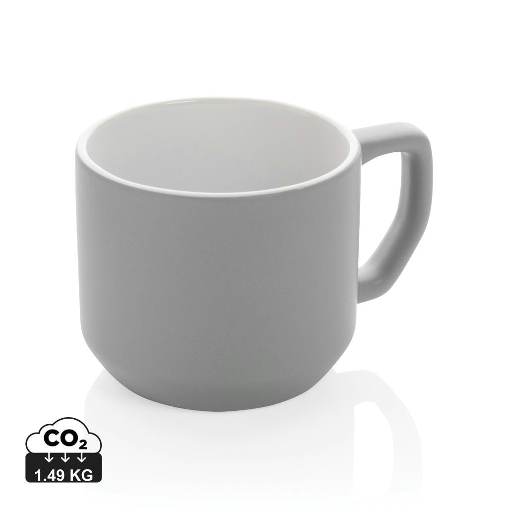XD Collection Modern Ceramic 350ml Mug - Grey - One Size