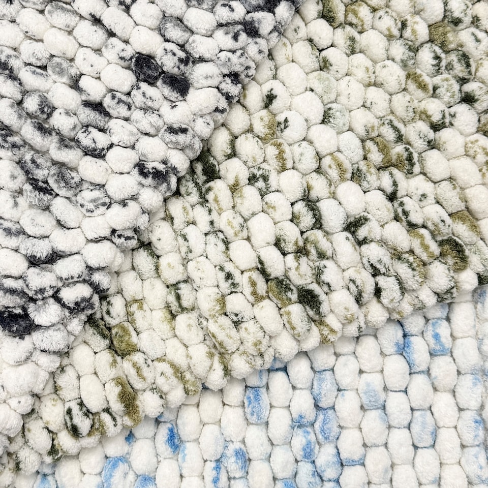 image 1 of Marl Chunky Bobble Toilet Pedestal Mat 50 x 50cm - Non Slip Marble Effect Bathroom Rug | Blue | Blue | 50 x 50cm (20 x 20") | 1