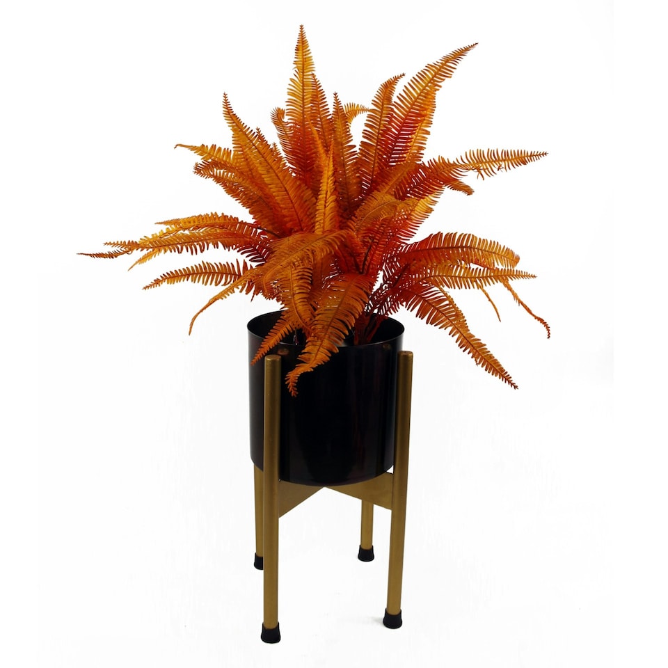 image 1 of 6 x 55cm Artificial Autumn Fern Bush Plant