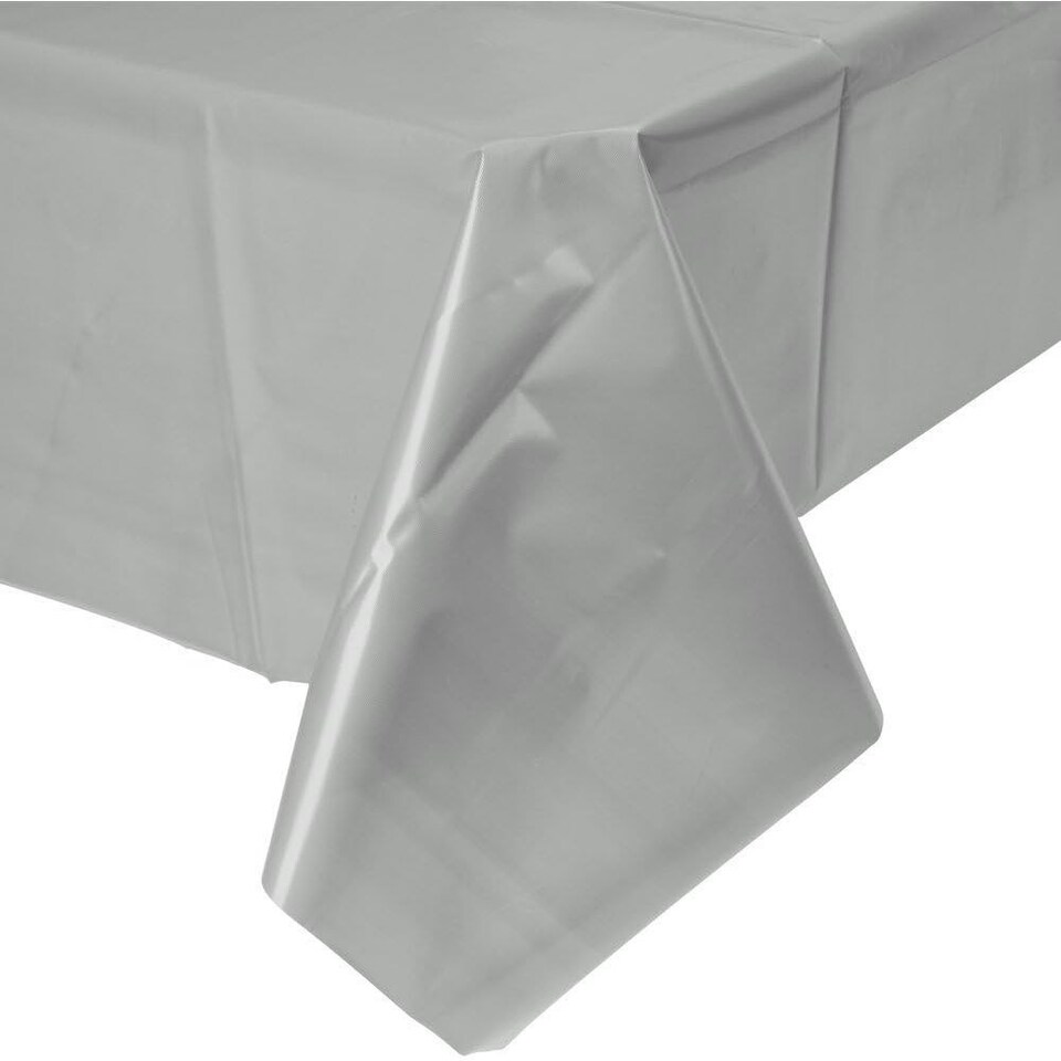image 1 of Amscan Plastic Party Table Cover - Silver - One Size
