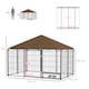 image 7 of PawHut Outdoor Dog House Kennel with Canopy Top & Lock Rotating Bowl Holder