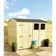 image 2 of 14 x 8 Reverse Pressure Treated Tongue And Groove Single Door Apex Shed - 3 Windows + High Eaves (14' x 8') / (14ft x 8ft) (14x8)
