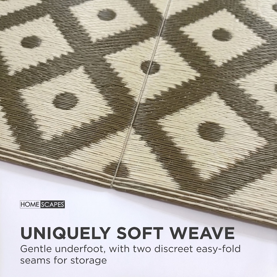 image 1 of Homescapes Outdoor Rug Luxury Waterproof Reversible Recycled, For Garden, May Geometric | Green | Olive Green