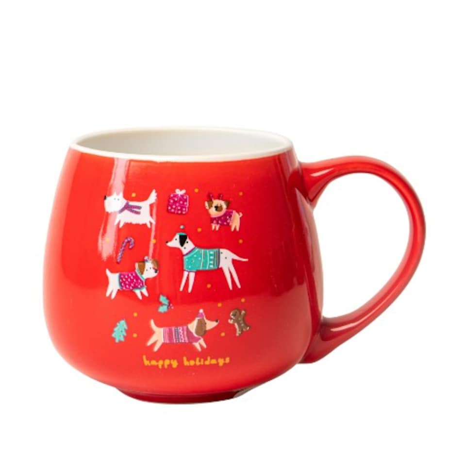 image 1 of Christmas Animal Ceramic Mug 400ml | Red | Holiday Dogs | 400ml | 1