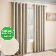 Enhanced Living Vogue Cream 46 x 54 inch (117x137cm) Eyelet Thermal Noise reducing Dim Out Curtains (PAIR)