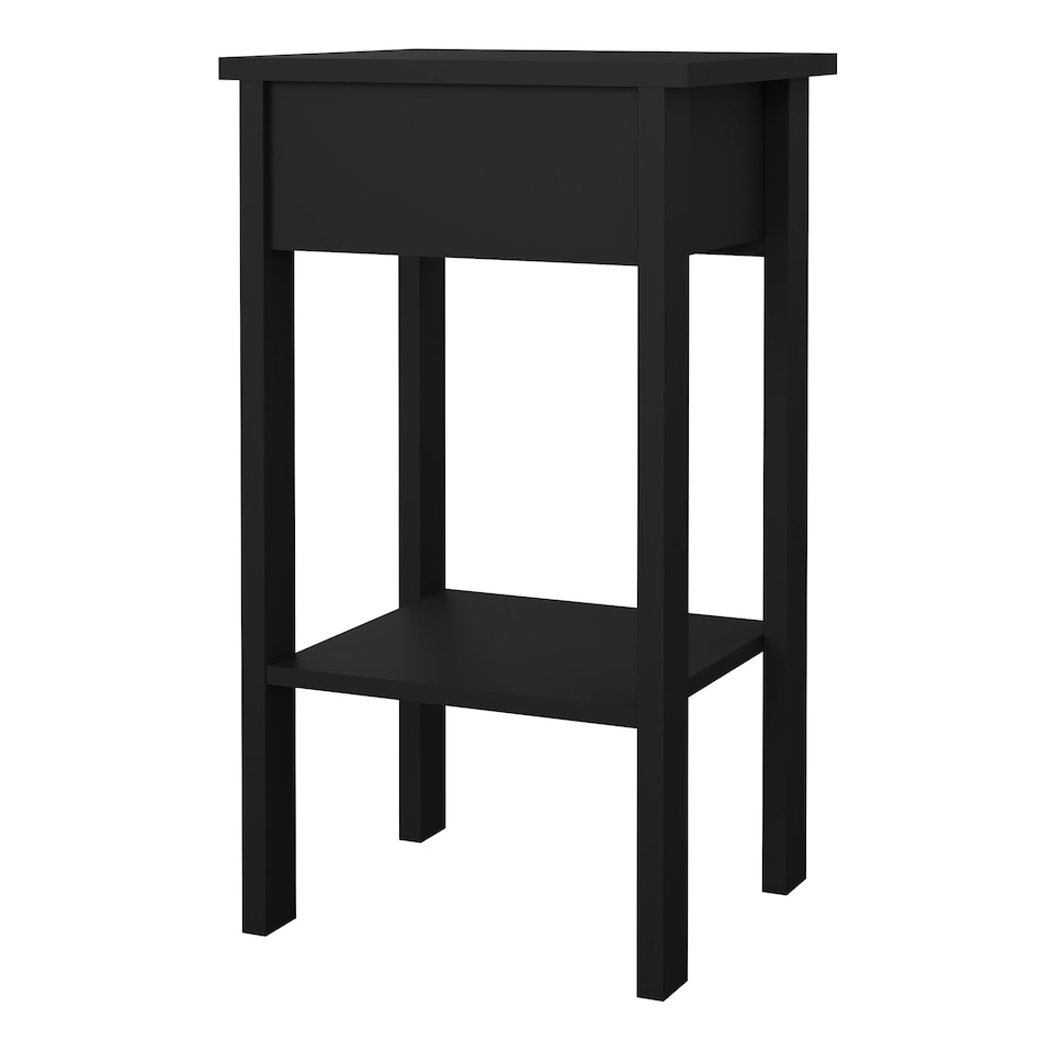 image 1 of Madrid Bedside Table with 1 Drawer in Matt Black
