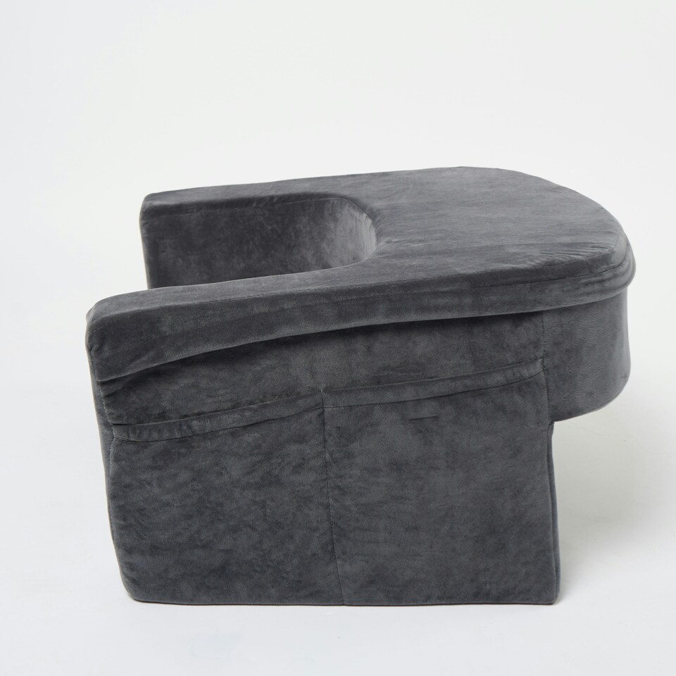 image 1 of OHS Soft Comfy Armrest Reading Laptop Gaming Bed Desk Lap Pillow With Storage Pockets Grey | 65 x 56 x 34cm