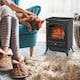 image 2 of HOMCOM Freestanding Electric Fireplace Indoor Heater Glass View Log Wood Burning Effect Flame Portable Fireplace Stove 9501850W Black