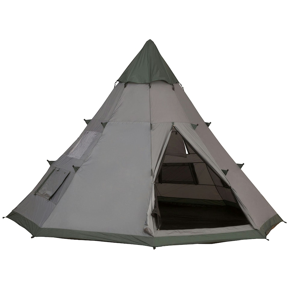image 1 of Outsunny 6-7 Person Large Family Party Camping Tent W/ Carrying Bag, Blue