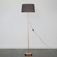 image 1 of ValueLights Charlie Copper Floor Lamp Grey Shade & Bulb 